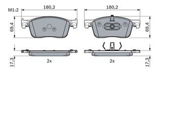Колодки тормозные дисковые передние BOSCH 0986424436