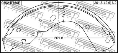 Колодки тормозные барабанные FEBEST 0502BT50R