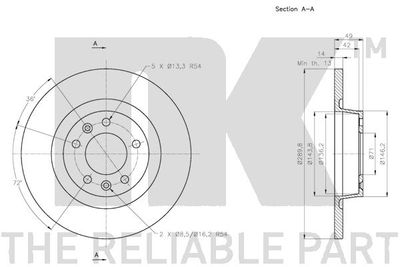Диск тормозной задний NK 203736