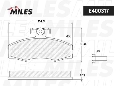 Колодки тормозные передние Miles E400317