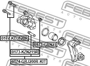 Втулка направляющая суппорта тормозного заднего комплект FEBEST 0174GRJ200RKIT