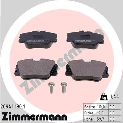 Колодки тормозные дисковые ZIMMERMANN 209411901