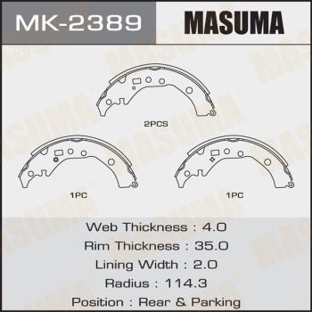 Колодки тормозные барабанные Masuma MK2389