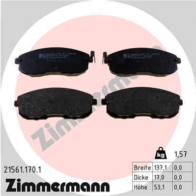 Колодки тормозные дисковые передние ZIMMERMANN 215611701