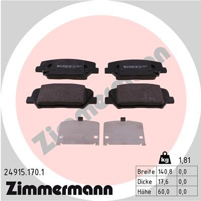 Колодки тормозные дисковые ZIMMERMANN 249151701
