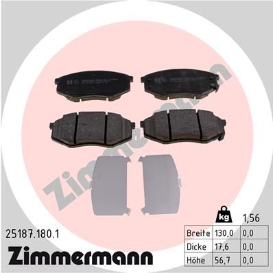 Колодки тормозные дисковые передние ZIMMERMANN 251871801