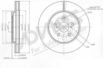 Диск тормозной передний ADVICS A6F115B