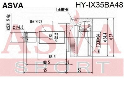 ШРУС наружный ASVA HYIX35BA48