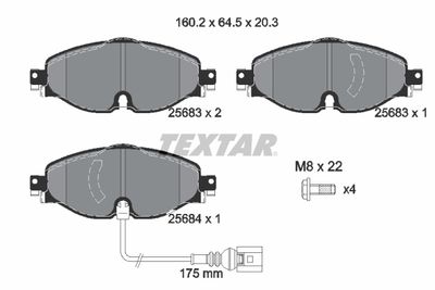 Комплект колодок для дискового тормоза TEXTAR 2568301