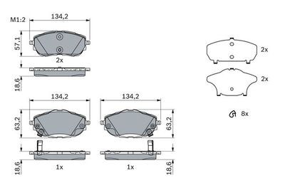 Колодки тормозные дисковые BOSCH 0986494676