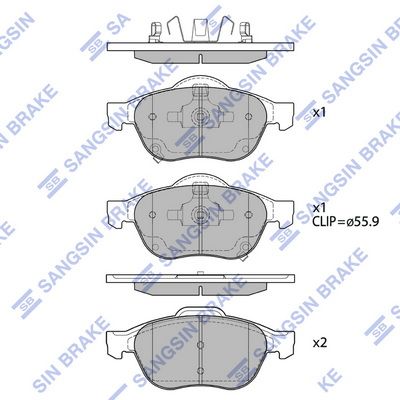 Колодки тормозные передние SANGSIN SP1574