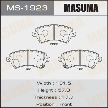 Колодки тормозные дисковые Masuma MS1923