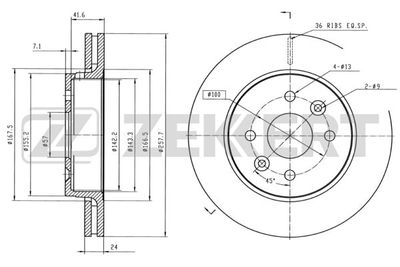 Диск тормозной передний Zekkert BS5374