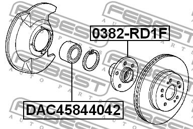 Подшипник передней ступицы FEBEST DAC45844042