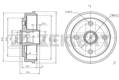Барабан тормозной задний Zekkert BS5185