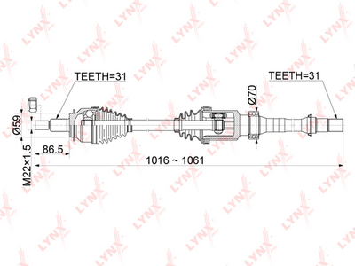 Привод в сборе правый LYNXauto CD1075