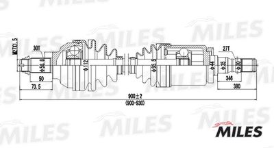 Привод в сборе передний правый Miles GC02018