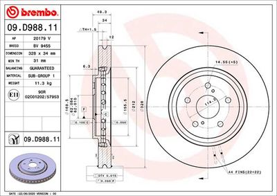 Диск тормозной BREMBO 09D98811