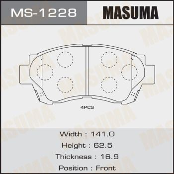 Колодки тормозные передние Masuma MS1228