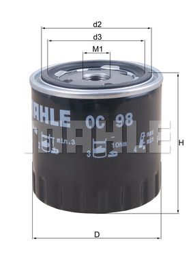 Фильтр масляный MAHLE OC98