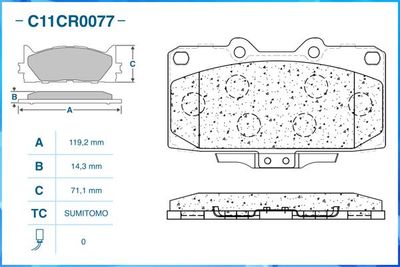 Колодки тормозные передние CWORKS C11CR0077