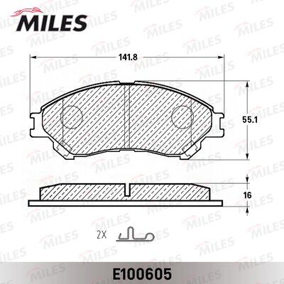 Колодки тормозные передние Miles E100605