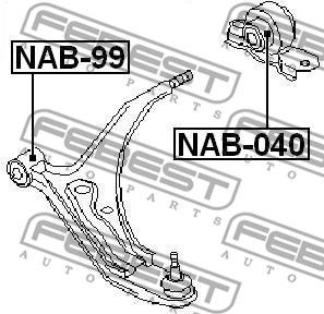 Сайлентблок переднего рычага задний без кронштейна FEBEST NAB040