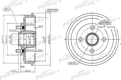 Барабан тормозной задний PATRON PDR1584