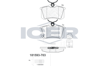 Колодки тормозные задние ICER 181593703