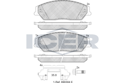 Колодки тормозные дисковые ICER 182077