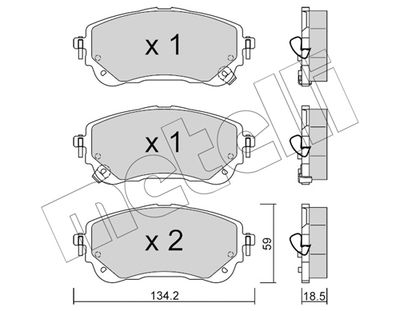 Комплект колодок для дискового тормоза METELLI 2212340