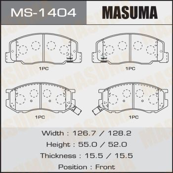Колодки тормозные передние Masuma MS1404