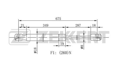 Пружина газовая капота Zekkert GF1827