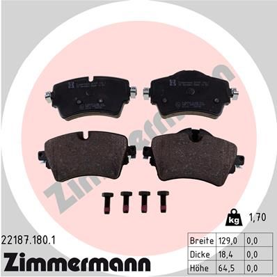 Колодки тормозные дисковые ZIMMERMANN 221871801