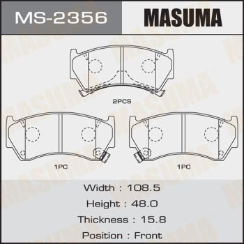Колодки тормозные передние Masuma MS2356