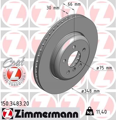 Диск тормозной передний ZIMMERMANN 150348320