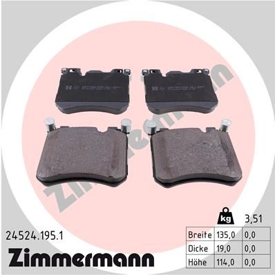 Колодки тормозные дисковые ZIMMERMANN 245241951