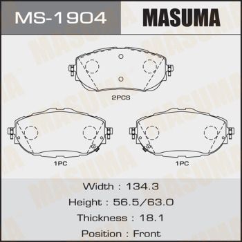 Колодки тормозные дисковые передние Masuma MS1904