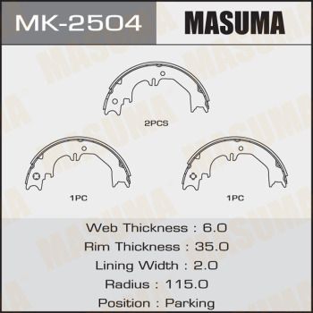 Колодки стояночного тормоза Masuma MK2504