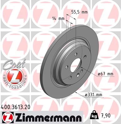 Диск тормозной задний ZIMMERMANN 400361320