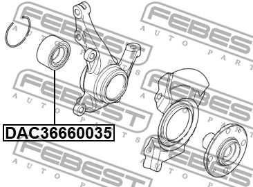 Подшипник передней ступицы FEBEST DAC36660035