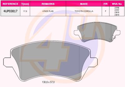 Колодки тормозные дисковые передние комплект KOTL 3288KT
