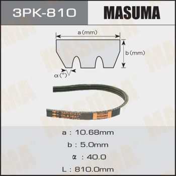 Ремень поликлиновой Masuma 3PK810