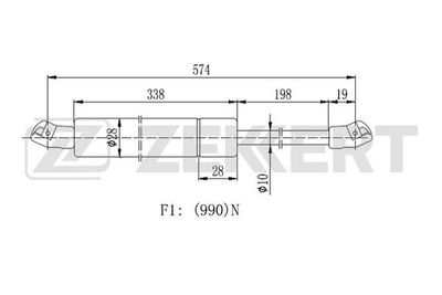 Пружина газовая багажника Zekkert GF2149