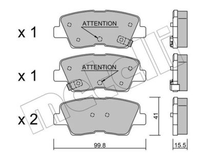 Комплект колодок для дискового тормоза METELLI 2208861