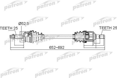 Полуось передний мост слева PATRON PDS0503