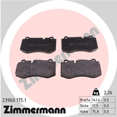 Колодки тормозные передние ZIMMERMANN 239601751