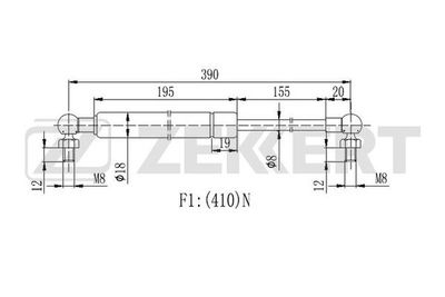 Пружина газовая капота Zekkert GF2142