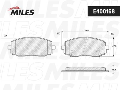 Колодки тормозные передние Miles E400168