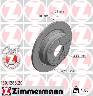 Диск тормозной задний ZIMMERMANN 150128520
